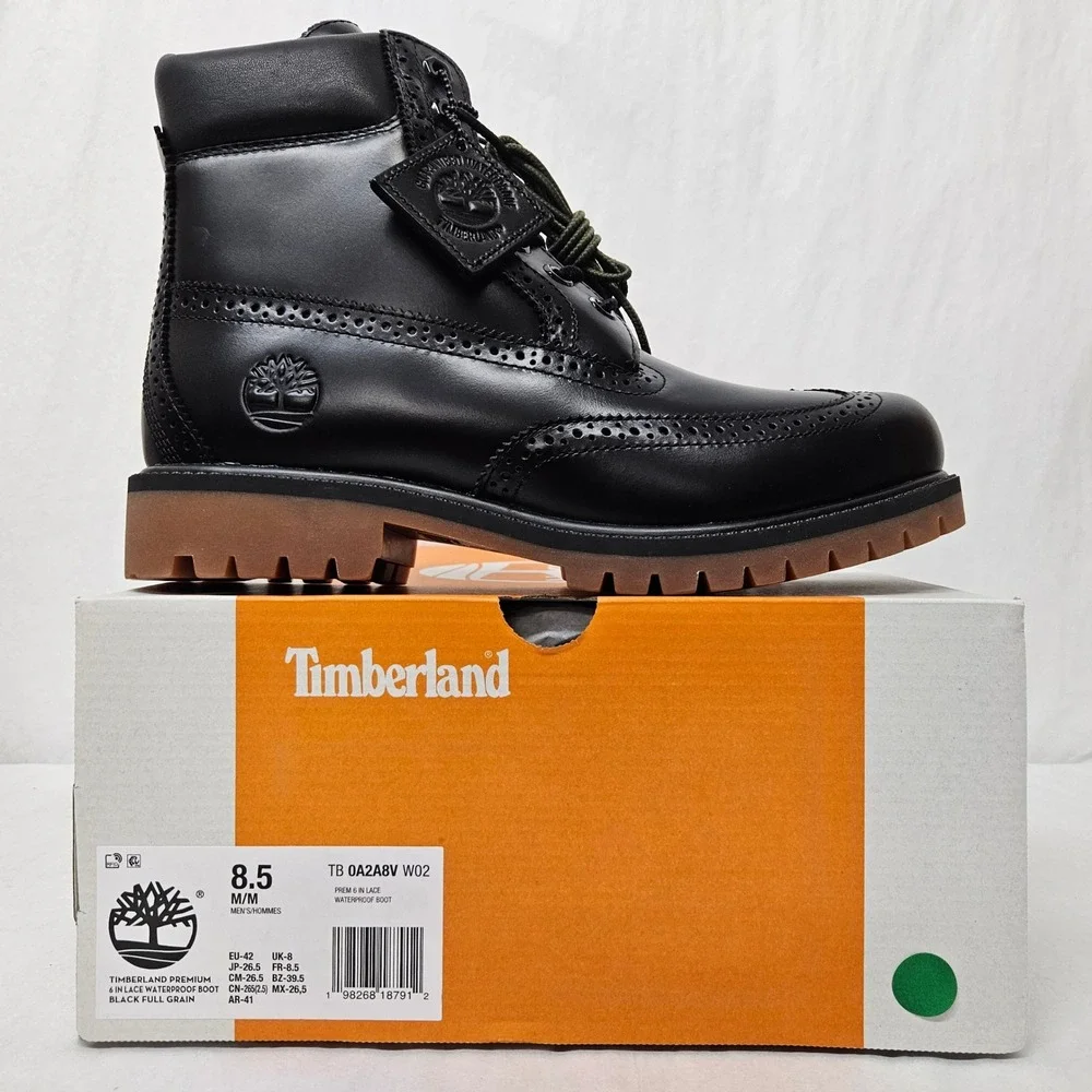 Timberland Premium 6 Inch Boot Waterproof Wingtip TB0A2A8VW02 Black Men Size 8.5
